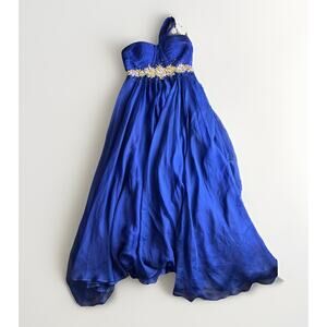 Gigi Cobalt Blue Prom Dress Women's 12 Formal Wear Faux Jewel Long Prom Dress
